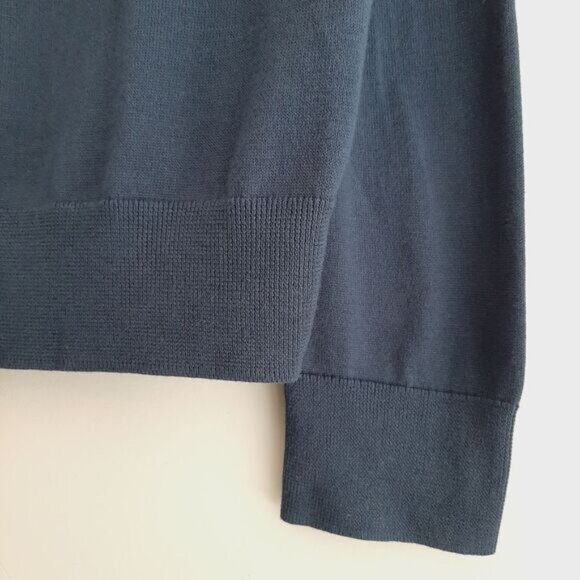 LAND'S END 100% Supima Cotton Gem Neckline Button Down Cardigan Navy Sz XL P 18 - Picture 7 of 11